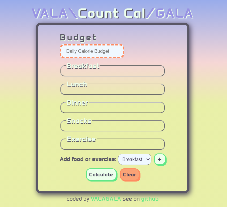 VALAGALA \Count Cal/ Calorie Counter App