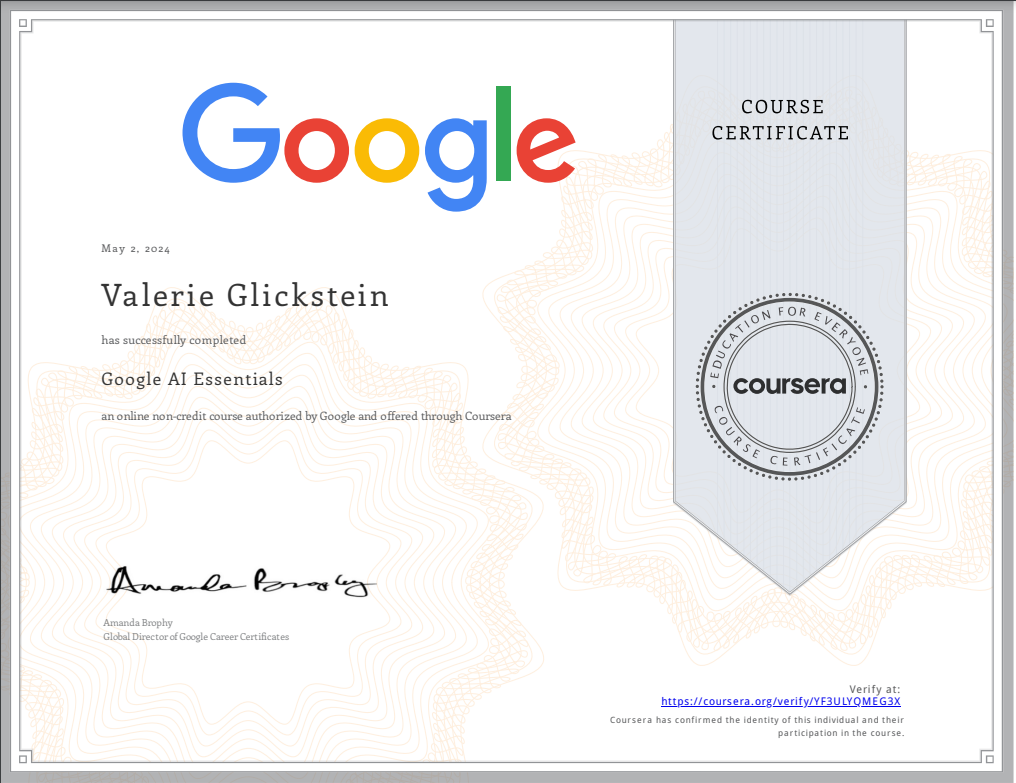 Google AI Essentials Certificate